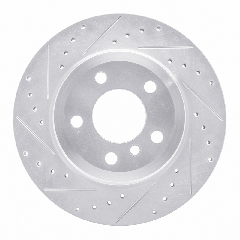 BMW X6 Brake Rotor (1) - Rear Left - R1 Concepts - Drilled & Slotted - Silver - `07-`19